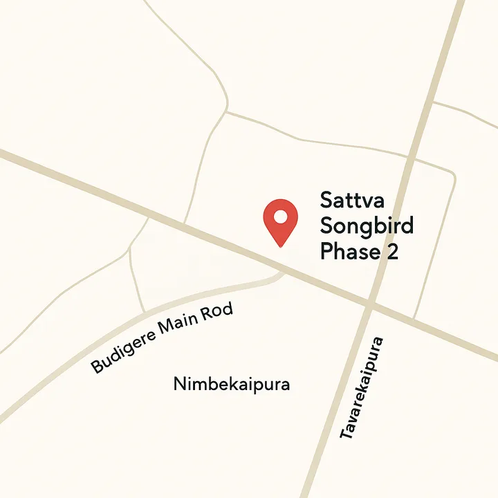 Location map for Sattva Songbird Phase 2 on Budigere Main Road, East Bangalore